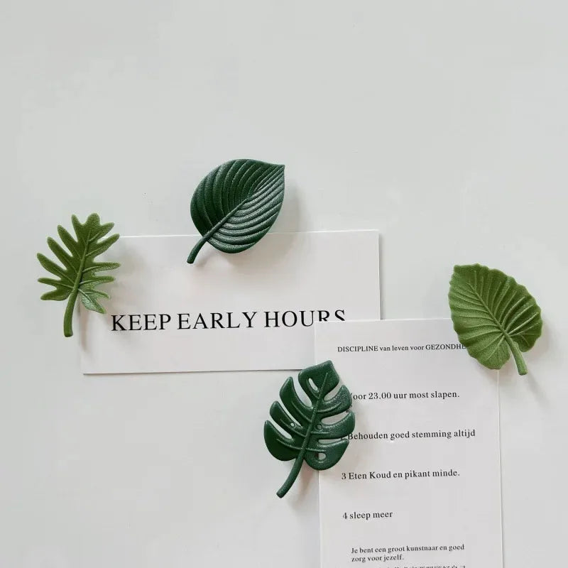 4Pcs/Pack Creative Green Turtle Leaf Fridge Magnet for Kitchen Message Board Refrigerator Magnet Sticker Gift Home Decoration