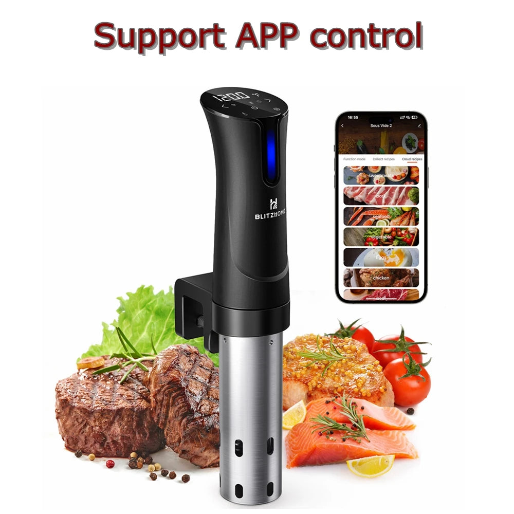 Blitzhome Sous Vide Cooker WiFi Home Appliance 1100W Kitchen Timer Sous Vide Machine BBQ Immersion Circulator Precise Cooker