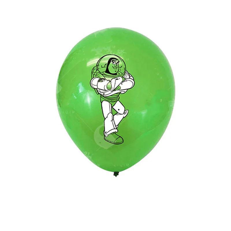 Disney Toy Story Theme Balloon Set Children's Party Decoration Woody Buzz Lightyear Cartoon Latex Balloon 9PCS Baby Bath Toy