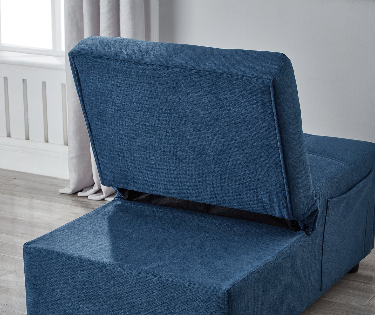 Living Room Bed Room Furniture With Blue Linen Fabric Recliner Chair Bed