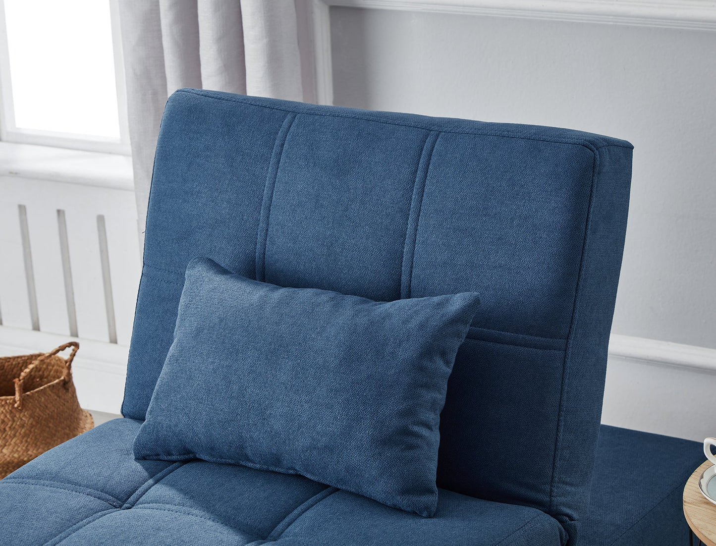 Living Room Bed Room Furniture With Blue Linen Fabric Recliner Chair Bed